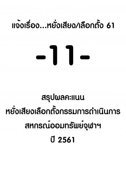 ปี 2561 แจ้งเรื่องหยั่งเสียงเลือกตั้ง -11- เรื่อง สรุปผลการหยั่งเสียง