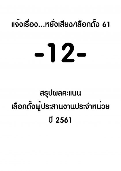 ปี 2561 แจ้งเรื่องหยั่งเสียงเลือกตั้ง -12- เรื่อง สรุปผลการเลือกตั้ง